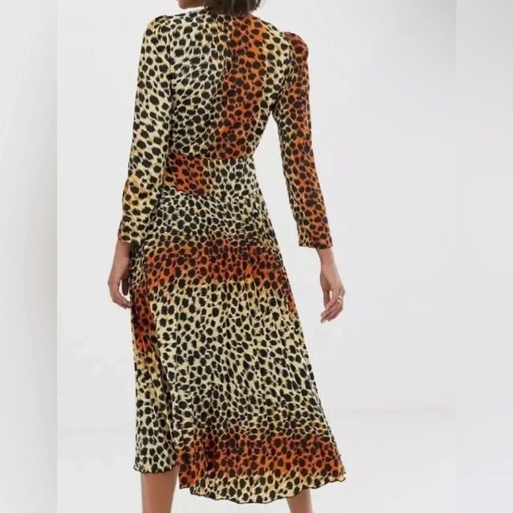 ASOS Animal Print Pleated Dress